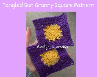 Crochet Sun Granny Square Pattern, PDF pattern