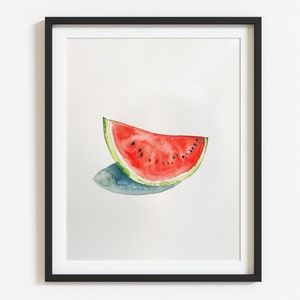 夏のスイカの水彩画デジタルダウンロードミニマリストキッチンの壁の装飾ボヘミアンフルーツの絵画トレンディなアートプリント夏の農家のアートワーク