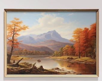 Rustikaler Herbst Landschaft Druck Vintage Kunst Herbst Stimmungsvoll Bauernhaus Dekor Amerikanischen Herbst Landschaft Kunst