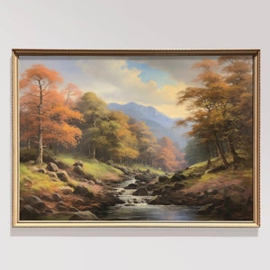 Fall Home Decor Autumn Painting Autumn Decor Rustic Fall Decor Vintage Autumn Landscape Painting  Moody Wall Art Forest Wall Art Autumn