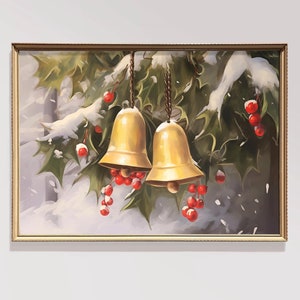 Vintage Christmas Jingle Bells Christmas Print Christmas Brass Bells Christmas Printable Holiday Decor Christmas Wall Art Winter Print