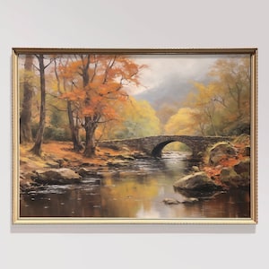 Vintage Moody Wall Art Autumn Landscape Painting Fall Landscape Wall Art Autumn Decor Neutral Print Rustic Fall Decor Autumn Decor Art