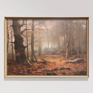 Vintage Moody Autumn Landscape Painting Dark Fall Home Decor Autumn Painting Autumn Decor Rustic Fall Decor Wall Art Forest Wall Art Autumn