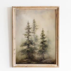 Moody Christmas Decor Vintage Christmas Tree Art Snowy Forest Wall Art Christmas Wall Art Holiday Decor Winter Nature Wall Art Digital Print