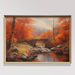 Vintage Autumn Painting Forest Wall Art Autumn Decor Autumn Landscape Painting Fall Home Decor Rustic Fall Decor Moody Wall Art Autumn