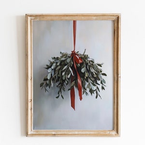 Christmas Printable Wall Art, Christmas Mistletoe Wall Art, Christmas Winter Moody Wall Art, White Watercolor Art, Country Christmas Art