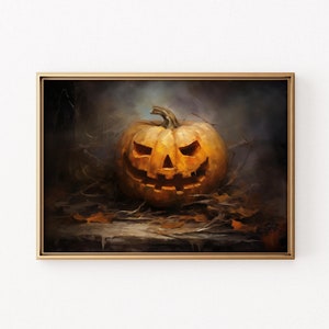 Vintage Halloween Decor Jack O Lantern Wall Art Pumpkin Painting Rustic Autumn Art Vintage Halloween Wall Art Jack O Lantern Spooky Art