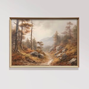 Fall Home Decor Autumn Painting Rustic Fall Decor Wall Art Forest Wall Art Autumn Vintage Moody Autumn Landscape Painting Dark Autumn Decor