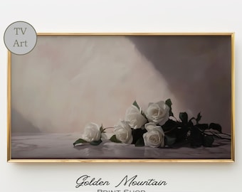 Moody Roses Frame TV Art, Floral Farmhouse Decor, Vintage Samsung TV Art, Spring Flower Digital Download, Dark Academia Valentine's Wall Art