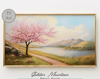 Frühling Kirschblüte Samsung Rahmen TV Kunst, Vintage Frühling TV Rahmen Kunst, Oster Bauernhaus TV Kunst, Blumen Tv Kunst Rosa Blumen Tv Kunst Dekor