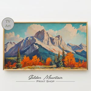 Light Fall Landscape TV Art Autumn TV Art, Samsung Frame TV Art, Vintage Fall Landscape Tv Art Painting, Fall Home Decor Mountain Tv Art