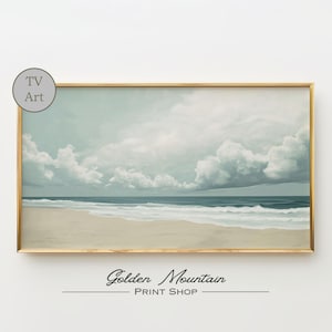 Neutral Summer TV Art Beach TV Art, Ocean Samsung Frame TV Art, Coastal Tv Art, Vintage Beach Wall Art, Summer Seascape Decor Beach Decor