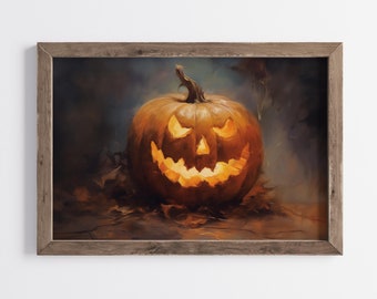Jack o Lantern Art Halloween Dekor druckbare Kürbis-Dekor Gemälde Vintage Halloween Wandkunst Rustikale Herbst Kunst Halloween Wohndekor Herbst