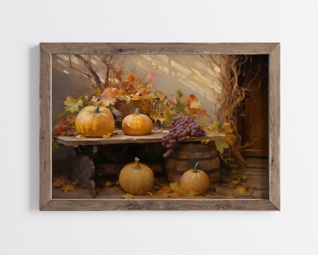 Fall Art Printable Harvest Still Life Oil Painting Rustic Fall Decor ...