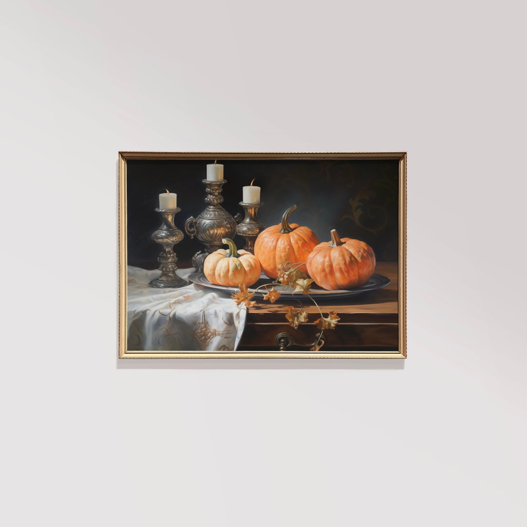 Rustic Fall Wall Decor Printable Pumpkin Still Life Painting Fall Art ...