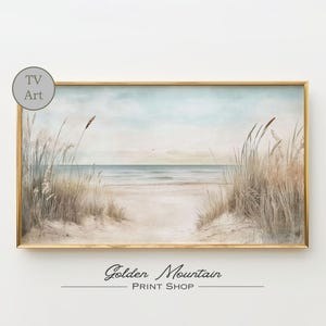 Coastal Flower TV Art Summer TV Art, Neutral Samsung Frame TV Art, Spring Wildflower Tv Art, Vintage Beach Decor, Beach Tv Art Floral Art