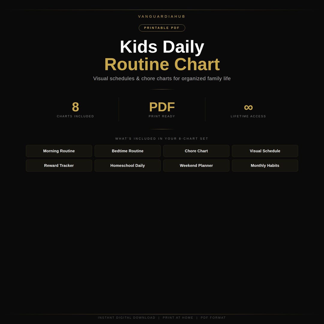 Kids Daily Routine Chart Printable | Visual Schedule for Toddlers ...