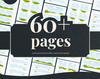60+ Editable Junk Journal Templates, Brush Stroke Frames (Canva)