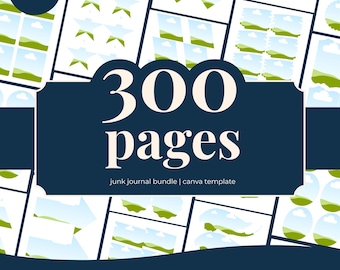 300+ Editable Junk Journal Templates, Ripped Paper Frames (Canva)