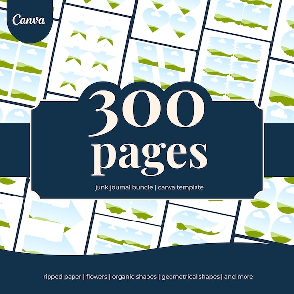 Mais de 300 modelos editáveis de junk journal, molduras de papel rasgado (Canva)