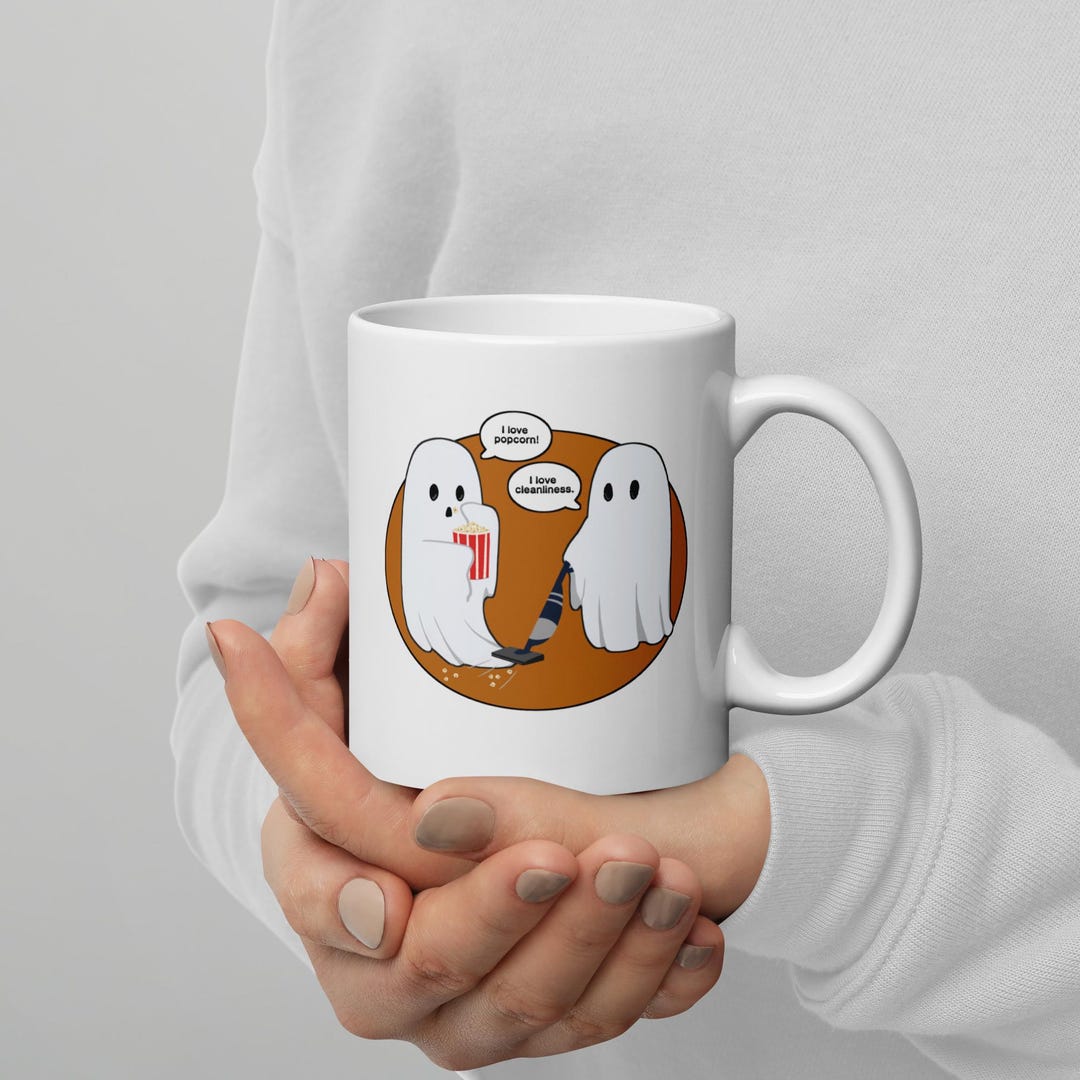 Funny Halloween Mug, Ghost Eating Popcorn Mug, Spooky Season - Etsy
