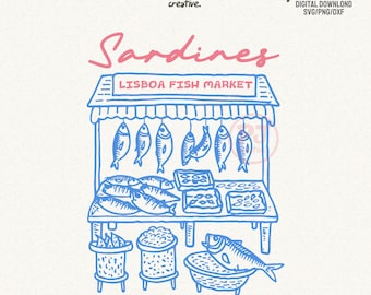Sardinhas Mercado de Peixe de Lisboa: Praia Costeira PNG SVG DXF Arquivos