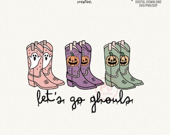 Halloween Cowboy Boots SVG, Ghost Western Clipart (Digital Download)