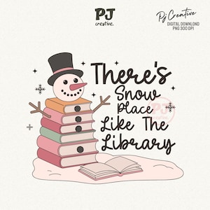Winter Bookish Snowman PNG, Library Reading Nook (Digital Download)