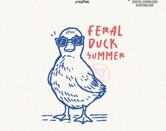 Feral Duck Retro PNG SVG: Snarky zomershirtontwerp (digitale download)
