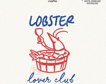 Clube dos Amantes da Lagosta SVG PNG: Design Náutico Costeiro Francês (Download Digital)