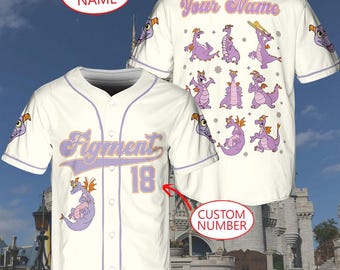 Disney Figment Baseball Jersey Shirt, Custom Figment Dragon Baseball Jersey Shirt, Disney Figment BaseBall Trip Shirts