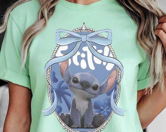 Vintage Coquette Bows Stitch Shirt, Disney Ohana Family Means Shirt, Magic Kingdom Shirt, Disneyland Tee, Girly Women Disney Trip