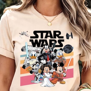 Vintage Mickey & Friends Star Wars Shirt, Vintage Disney Star Wars Mashup Tee, Classic Cartoon Crossover Graphic Shirt
