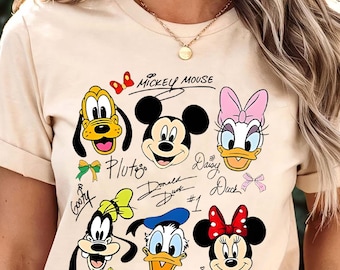 Coquette Bows Signatures Mickey and Friends Shirt, Mickey and Co Disney Shirt, Disney World Shirt, Disneyland Shirt, Magical Kingdom Shirt