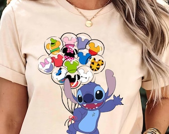 Stitch Shirt, Comfort Color Disney Shirt, Stitch Balloons Shirt, Disney Trip Shirt, Disneyland Tee, Disney Group Shirt