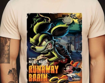 Vintage Mickey and Minnie RunAway Brain Halloween Shirt, Disney Mickey and Minnie Halloween Shirt, Mickey's Not So Scary Halloween Shirt