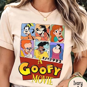 Vintage A Goofy Movie Est 1995 Characters Group Shot T-shirt, Max Roxanne Powerline Shirts, Disneyland Trip Shirt, Magic Kingdom Shirt