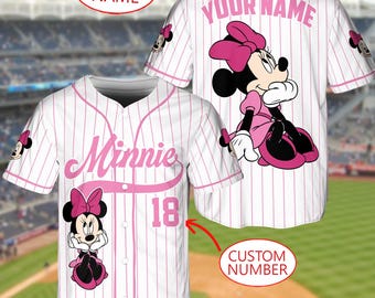 Personalize Disney Minnie Cute Jersey shirt, Custom Disneyland Jersey, Baseball Team, Minnie Mouse Birthday, Gift for Disney Fans Shirt