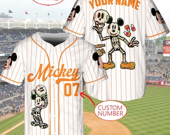 Vintage Mickey Halloween Baseball Jersey Shirt, Spooky Mickey Mouse Shirt, Custom Name Number Jersey, Matching Family Halloween Shirt