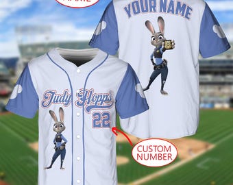 Disney Zootopia Judy Hopps Baseball Jersey shirt, Custom Name Number Judy Hopps Jersey for Kids Youth Adults, Judy Hopps Cute Jersey shirt