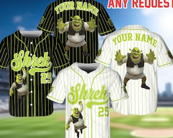 Camisetas de béisbol de Shrek personalizadas, camisetas de béisbol de Shrek personalizadas para niños y adultos, regalo para fans de Shrek, camisetas familiares de cumpleaños de Shrek.