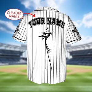 Camiseta de béisbol personalizada de Jack Skellington, camiseta personalizada de Halloween de Disney de Pesadilla antes de Navidad imagen 3