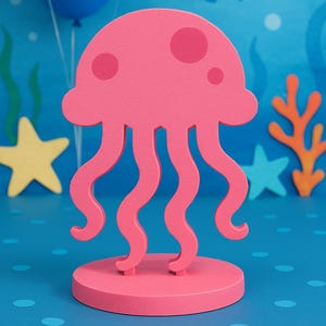 Under the sea birthday party jellyfish Styrofoam cutout, pink Jellyfish fields party, bikini bottom props, 24&quot; tall jellyfish backdrop decor