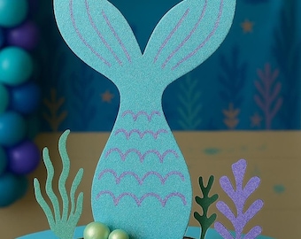Styrofoam Mermaid Tail Centerpiece | Ocean Birthday Party Decor, 16"