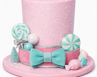 Pastel Pink Christmas Faux Candy Snowman Hat