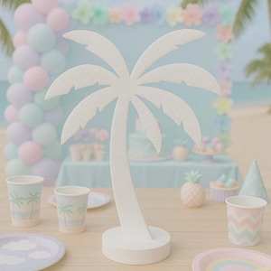 Palm Tree Table Centerpiece| Tropical Party and Luau Table| 18” Tall Beach Party Decorations| Indoor use| Table Number Stands| White Foam
