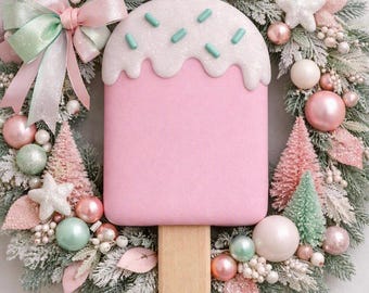 Huge Faux Pastel Peppermint Christmas  Wreathe Popsicle Decoration