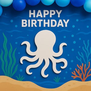 Octopus Styrofoam Cutout 24&quot; plain white Styrofoam unpainted, Under the sea themed birthday party, Ocean animal props, Kids beach party