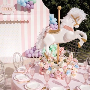 Hand Sculpted Carousel Horse, Circus Party Decor, 4' Tall