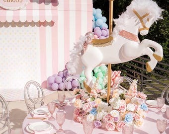 Hand Sculpted Carousel Horse, Circus Party Decor, 4' Tall